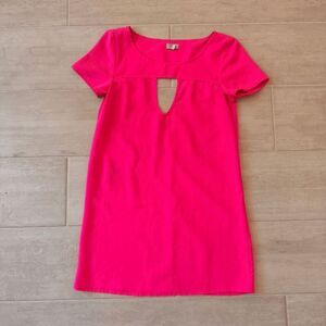 TOBI Mini Swing Dress Retro Peekaboo Front & Keyhole Hot Pink Neon Bold Small